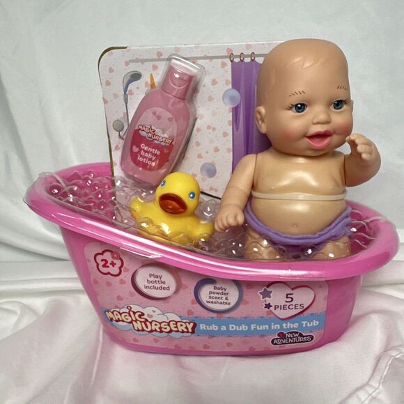 NEW Baby Magic Rub a Dub Fun in the‎ Tub 7 Piece Doll Playset 2020 - Picture 6 of 8